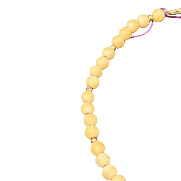 Mid-century Coastal Sponge Coral & Gold Plate Bead Necklace w/ Fishhook Clasp