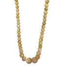 Burmese Hand Shapped Yellow Jade Round Necklace on Silk Cord