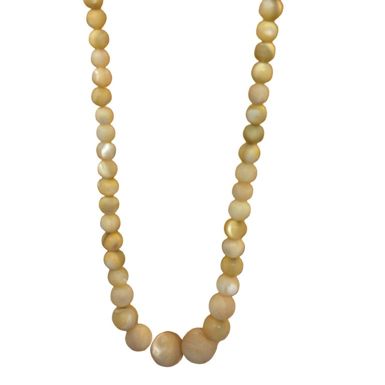 Burmese Hand Shapped Yellow Jade Round Necklace on Silk Cord