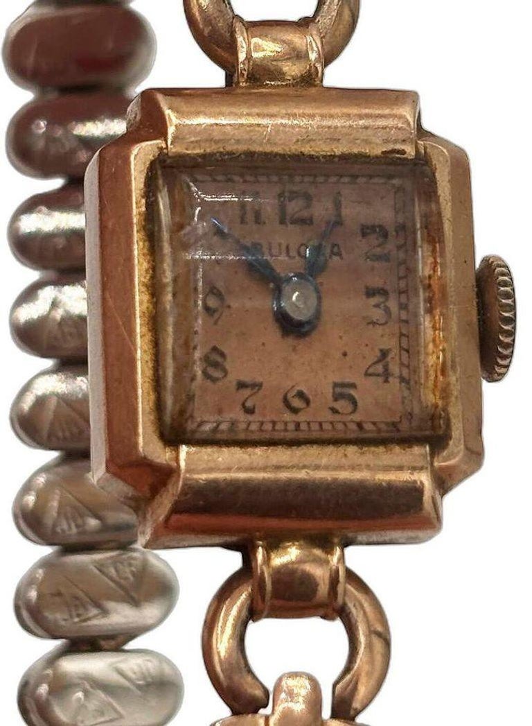 1940 Art Deco 14k Rose Gold Fill Ladies Watch by Bulova w/ 10k JB Champion Band