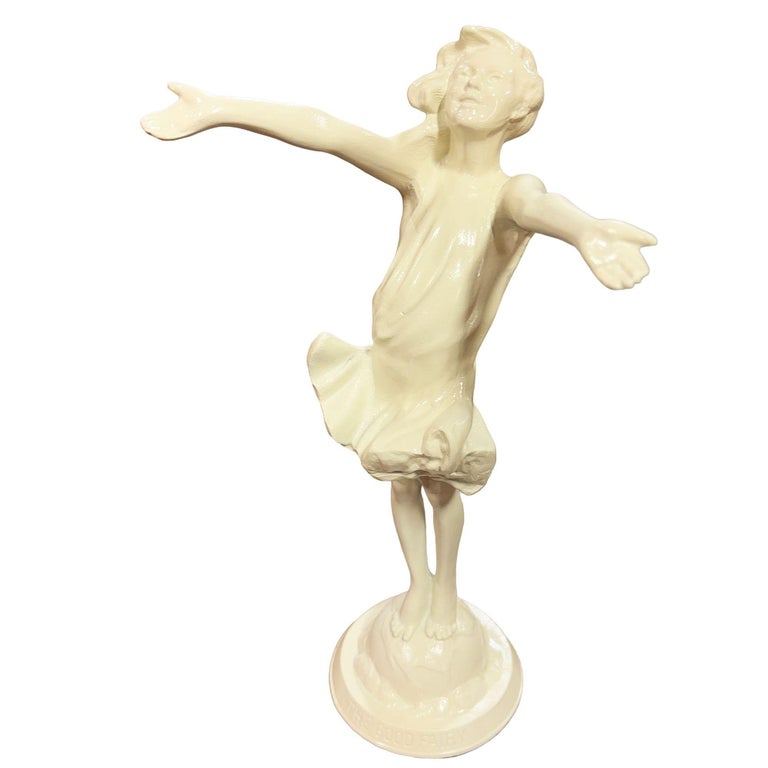 1916 " The Good Fairy" Spelter Metal Nymph Statue by Jessie McCutcheon Raleigh