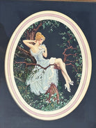 1920's Framed French Artwork "Lovers Message" by Marcel Le Boulte