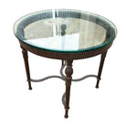 Louis XVI High Style Bronze Accent Table w/ Round Glass Top