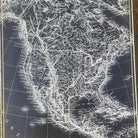 19th Century Monochrome Cartographic Map of North America, Framed