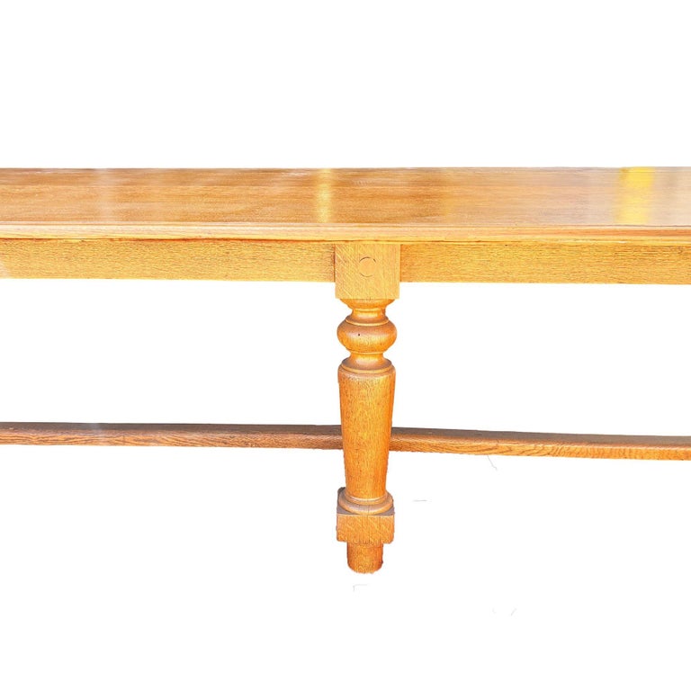 11 ft Hand-Carved Oak South Shore Massachusetts Long Farmhouse Dining Table