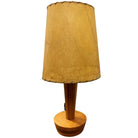 Yasha Heifetz Style Geometric Mid-century Oak Table Lamps w Whipple Stitch Shade