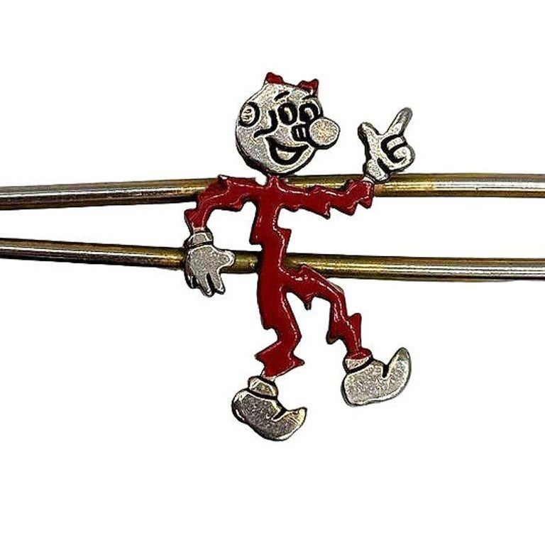 Mid-century Gold-Tone Reddy Kilowatt Advertising Tie Clip Pin