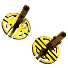 14k MCM Round Chinese "Longevity" Cufflinks Circle Cut Men's Cufflinks, Pair