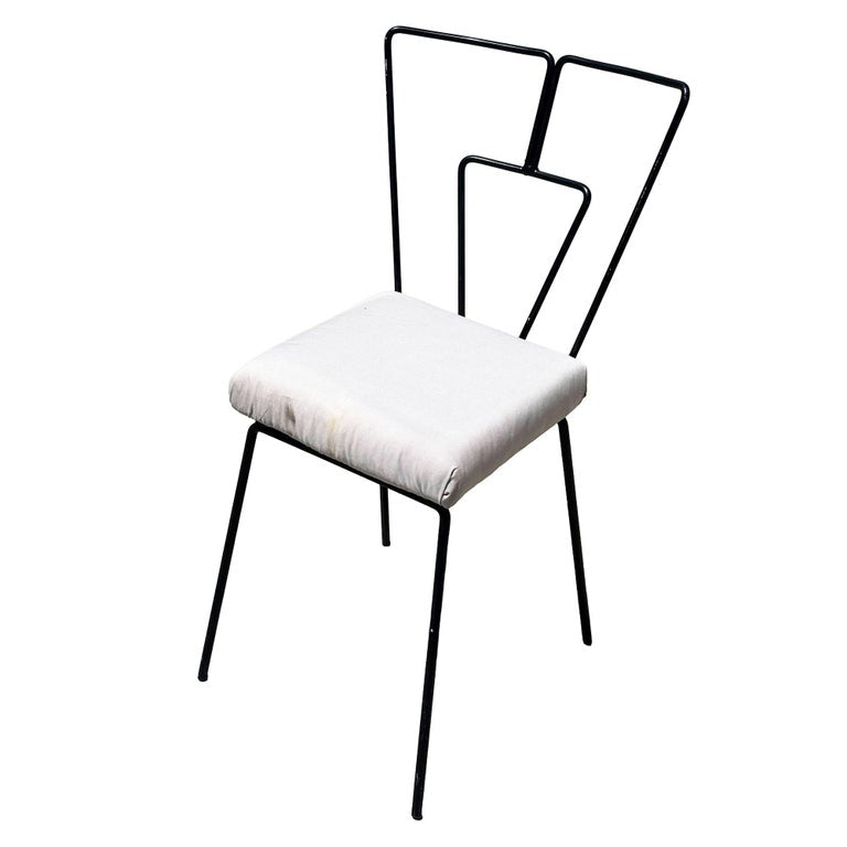 Mid-Century Iron Wire Art Side Dining Geometric Chair by Homecrest, Pair
