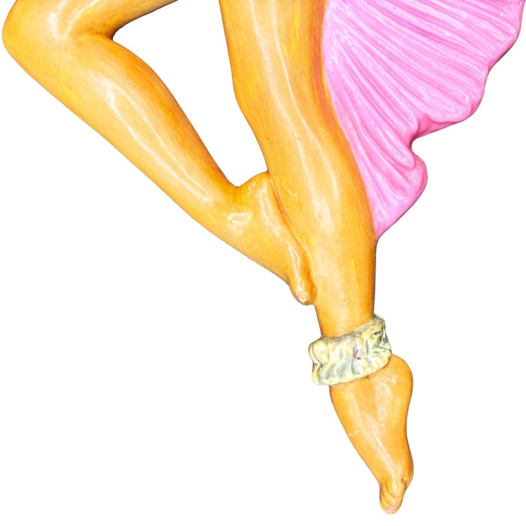 MCM Hawaiian Art Pottery Pin-up Yellow Hula Girl Wall Sculpture