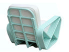 Restored Aqua Turquoise 5-Strand Square Pretzel Rattan Lounge Chairs , Pair