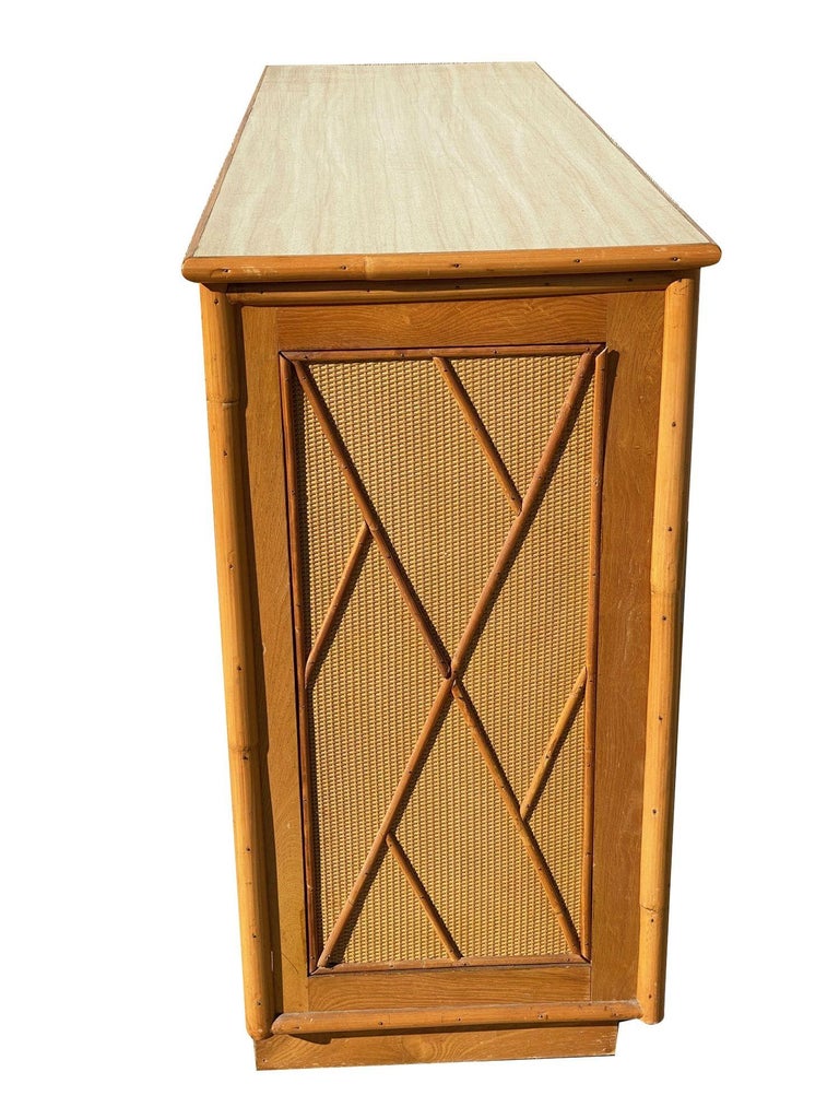 Restored Mid-century Rattan & Wicker Dresser by Mengel Furniture