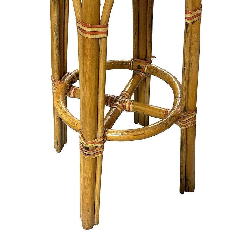3-Strand Rattan Barstool w/ Multi-color Woven Seat
