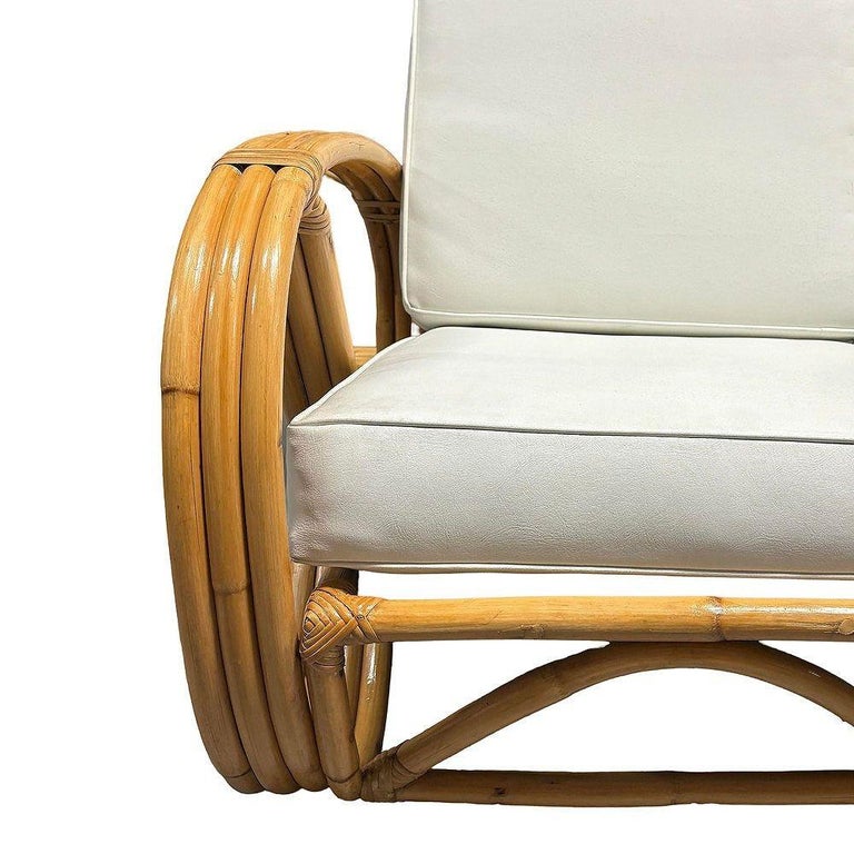 Restored Mid-century Rattan 3-Strand 3/4 Reverse Pretzel Sectional Settee Sofa