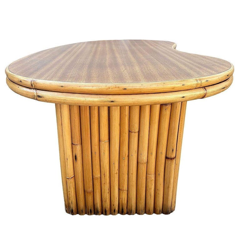 Restored Mid-century Stacked Rattan Biomorphic Coffee Table w/ Formica Top