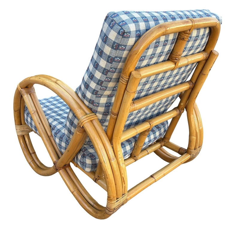 Restored Mid-century Double Strand Full Round Rattan Lounge Chair