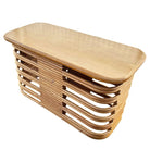 Restored Mid-century Mid-Century Stacked Rattan Side Drinks Table W/ Mahogany