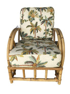 Restored 2-Strand Half Moon Rattan Lounge Chair w/ Adjustable Back & Ottoman