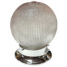Mid-century Holophane Glass Globe Pendant Light w/ Chromes Steel Fitter