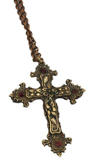 Renaissance Revival Austro-Hungarian Gothic Cross Necklace with Garnets