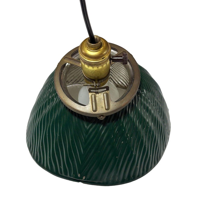 1930's Green Mercury Glass Industrial Pendant Light - 8 Available!