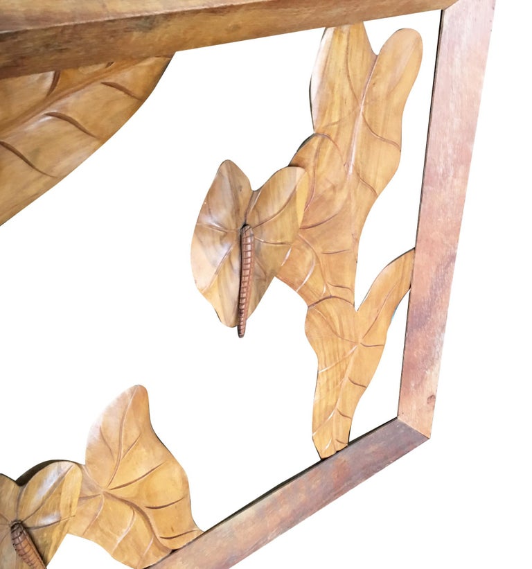 Large Hand Carved Koa Wood Anthurium Wall Art