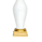High Style Mid-century White Porcelain & Gold Leaf Table Lamp w/ Shade