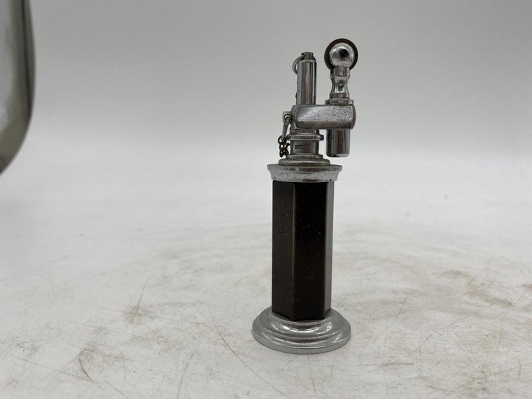 Green and Silver "Column" Petrol Table Chain Lighter by Daltis