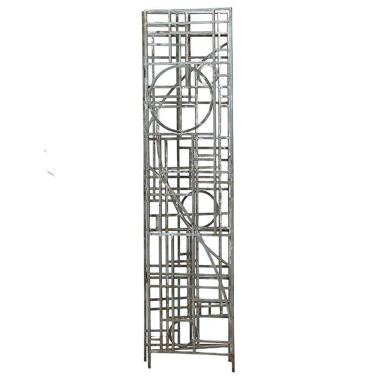 Post Modern Copper Tone Geometric Folding Room Divider by Robert Sonneman