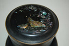 Vintage Post War Japanese Black Aboloni Round Tea Caddie Canister