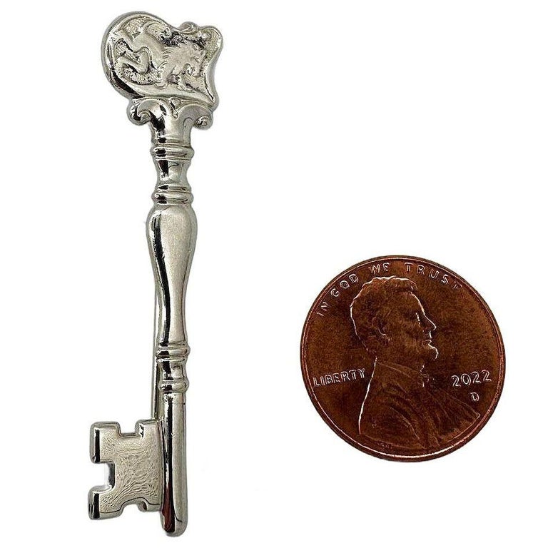 Sterling Silver Rampant Lion Skelton Key Brooch Pin by Towle