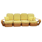 Restored Mid-century 5-Strand Square Pretzel Rattan Chair & Sofa Livingroom Set