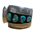 Silver Navajo Watchband Cuff w/ Bisbee Torqouise, Hyson Craig Style