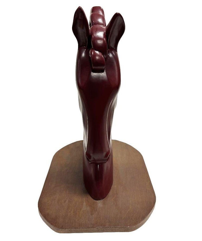Viktor Schreckengost Styled Fiberglass Horse Bust on Hardwood Base