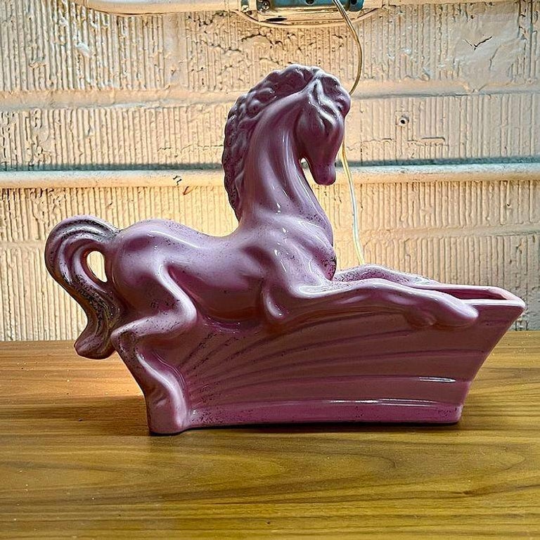 California Pottery Equestrian Stallion TV Lamp & Planter by Gilner Pottery
