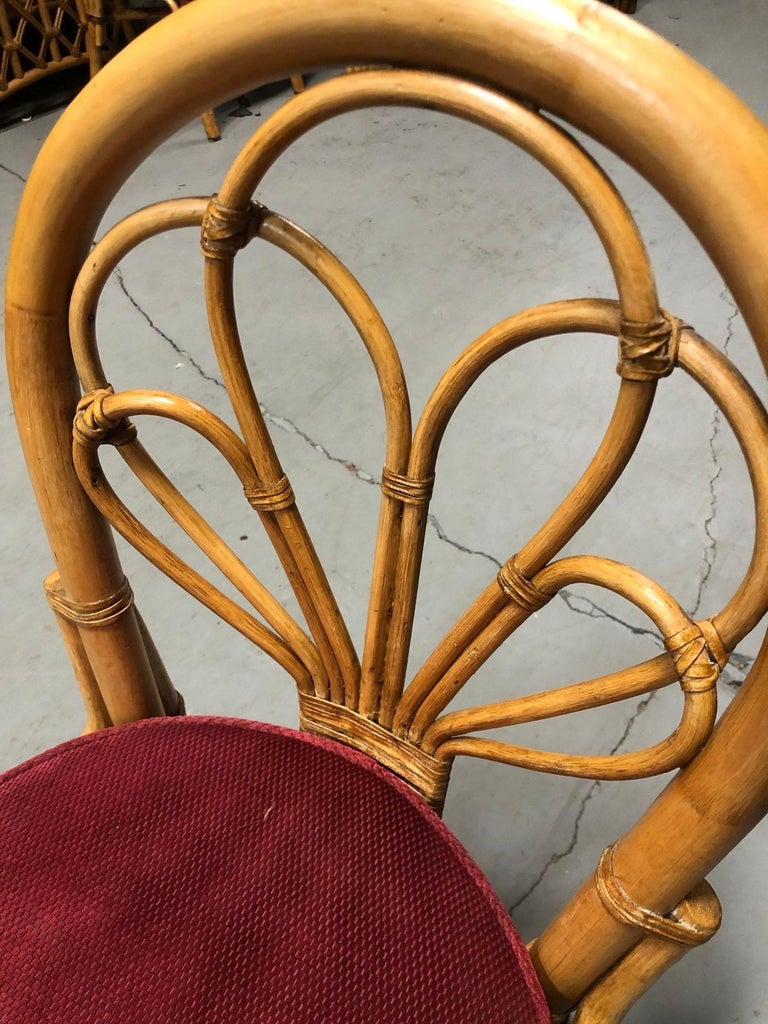Restored Rattan Petal Fan Back Dining Chairs Set of 10