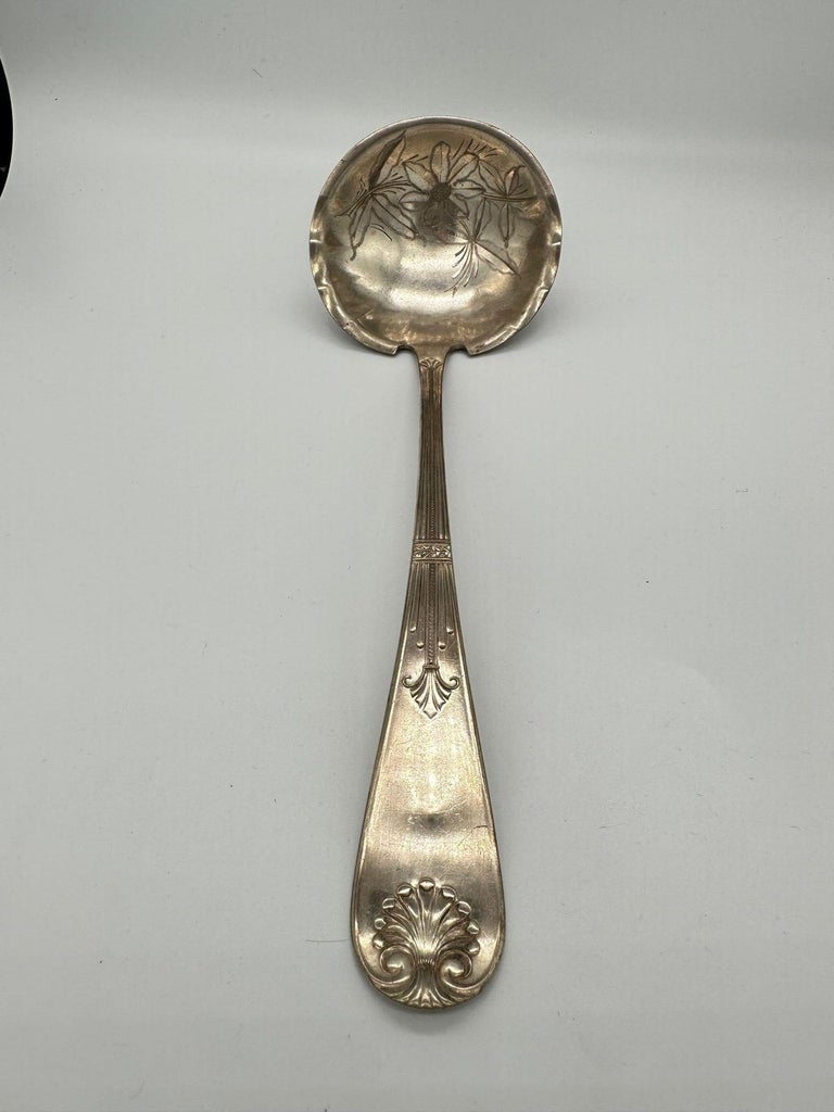 1889 Towle Mfg. Co Shell II Pattern Large Soup Ladle Mono Grammed "Fox"