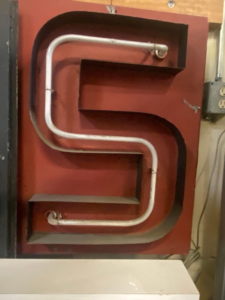 Large Vintage Neon Marquee Letter "S" From Pan American Auditorium