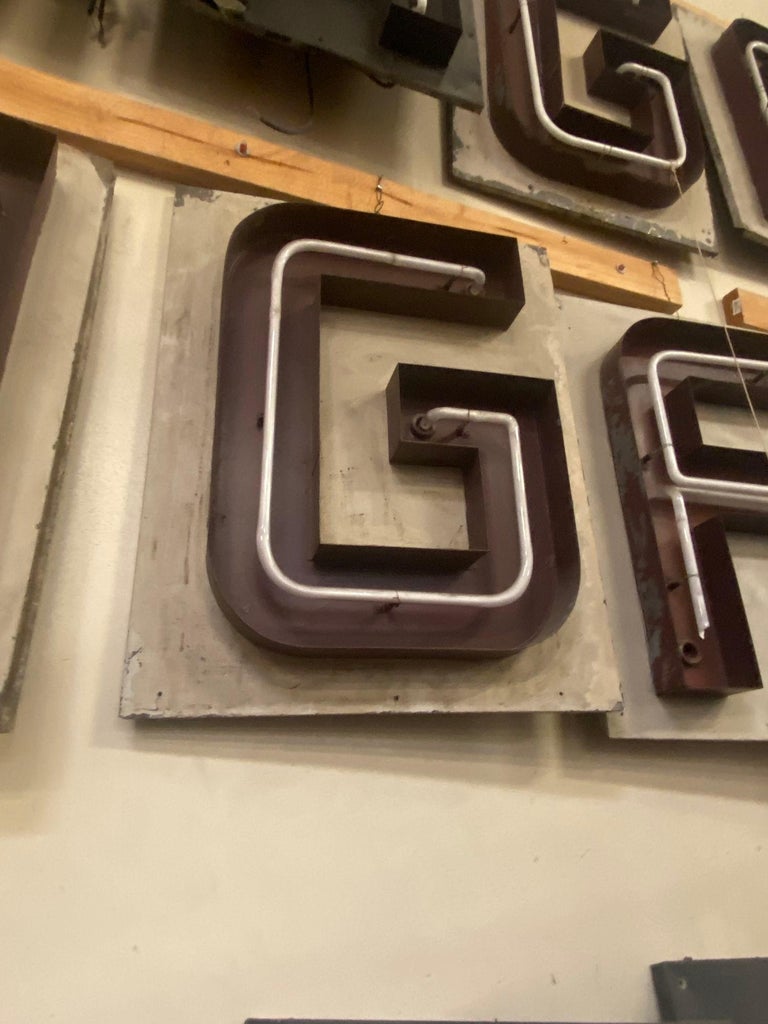 Large Vintage Neon Marquee Letter "G" from Pan American Auditorium
