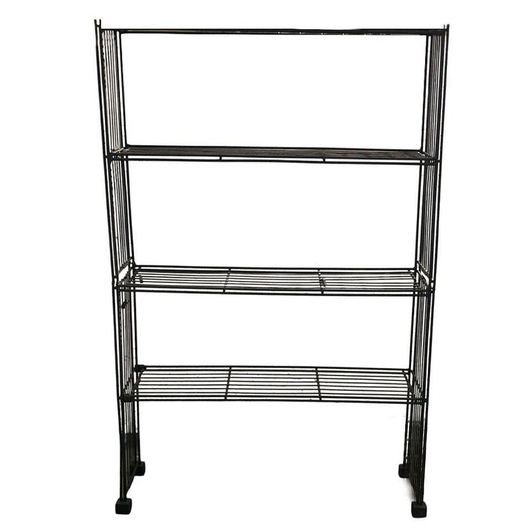 Mid-Century 4-Tier Iron Wire Art Display Shelf Bookshelf, Pair