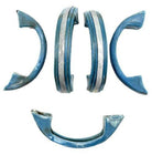 Art Deco Sky Blue Bakelite Drawer Pulls w/ Chrome Strip, Set of 5
