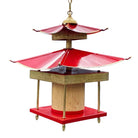 Mid-Century Pagoda Enameled Red Metal & Gold-Tone Tole Chinoiserie Chandelier