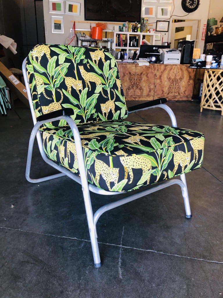 Mid Century Aluminum Patio/Outdoor Lounge Chair, Pair
