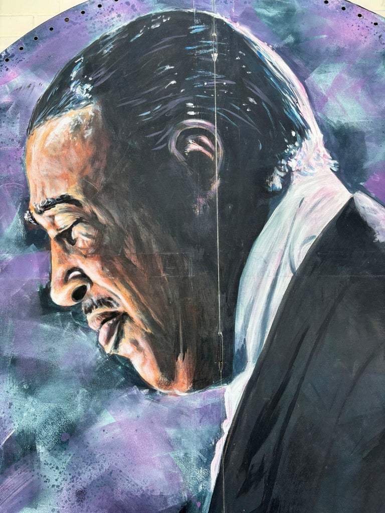 10' Foot Tall Oil on Canvas Portrait of Count Basie Light Up Folding Screen