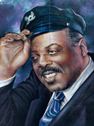 12' Foot Tall Oil on Canvas Portrait of Count Basie Light Up Folding Screen