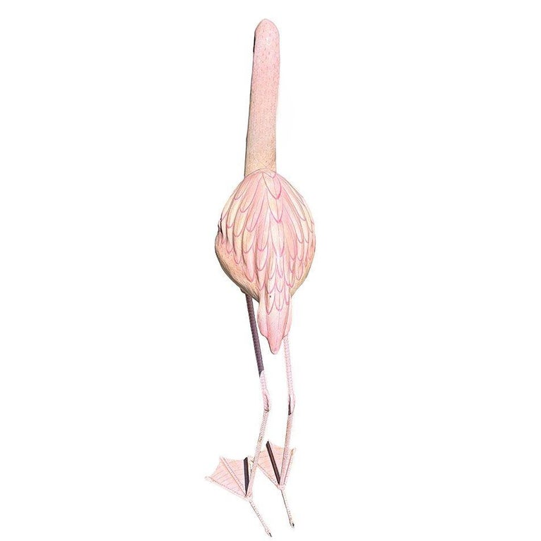 Life-Size Handmade Paper Mache Pink Flamingo Sculpture Signed Sergio Bustamante
