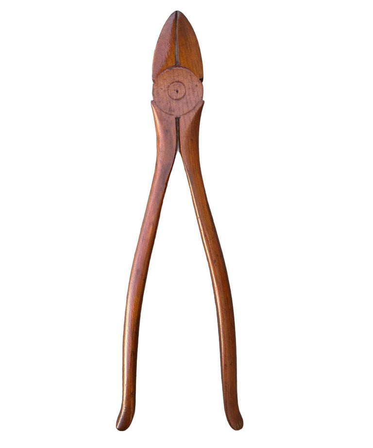 19" Rustic Edwardian Mahogany Needlenose and Cutting Pliers Wall Art