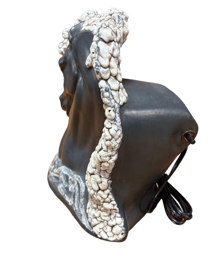 Mid-Century TV Lamp Horse Bust Grey and White