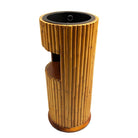 Restored Paul Frankl Style Stacked Rattan Planter Stand w/ Cubby