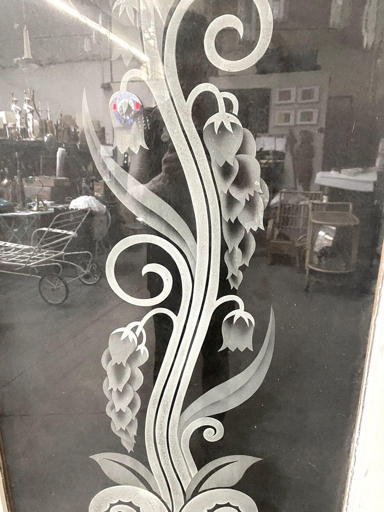 Hand Etched Organic Patterned Art Deco Door, Circa 1920
